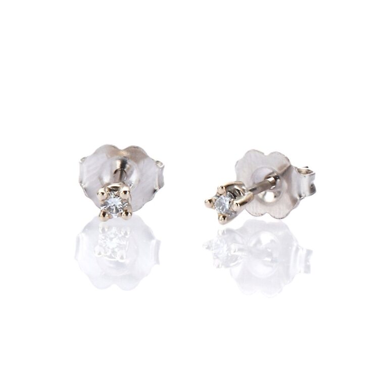 14K White Gold Solitaire Studs with .07ctw Round Diamonds (G/H, SI) Earrings 4