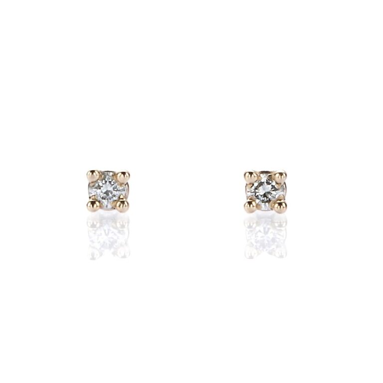14K White Gold Solitaire Studs with .07ctw Diamonds (G/H, SI) Earrings 3