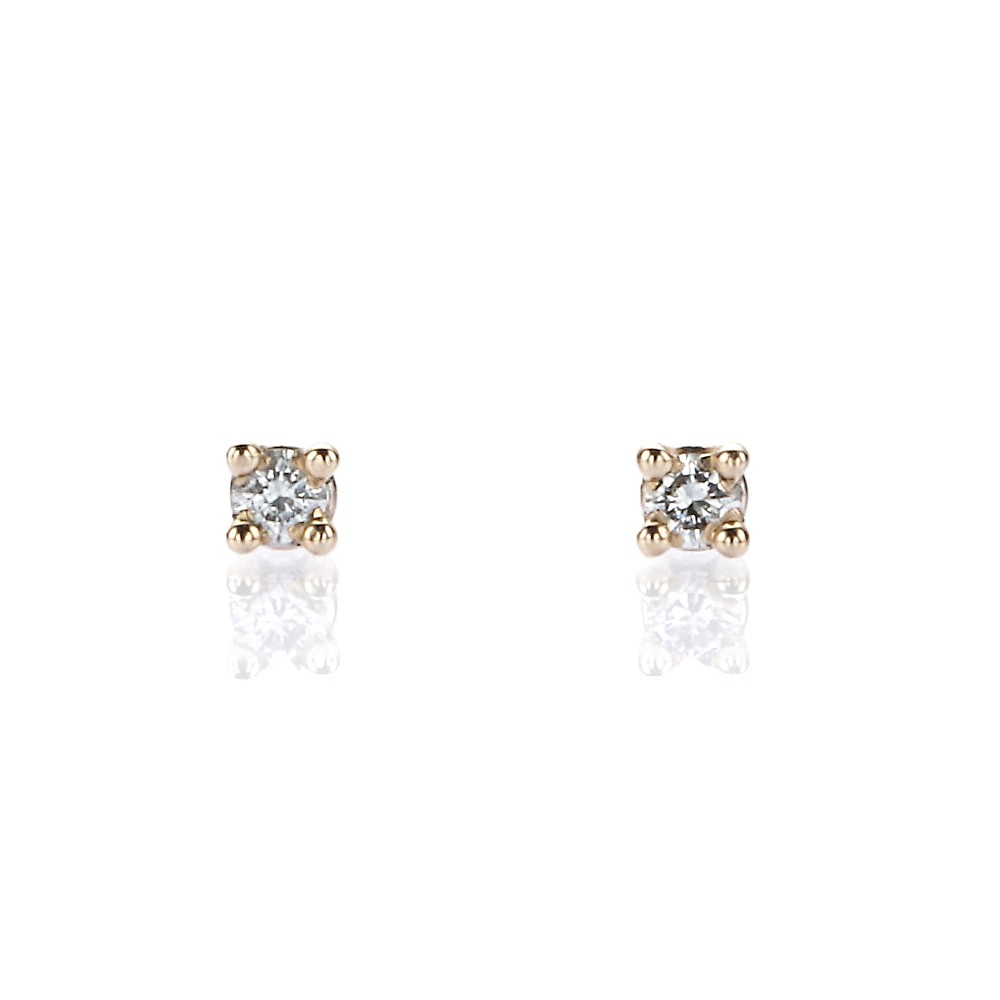 14K White Gold Solitaire Studs with .07ctw Diamonds (G/H, SI) Earrings