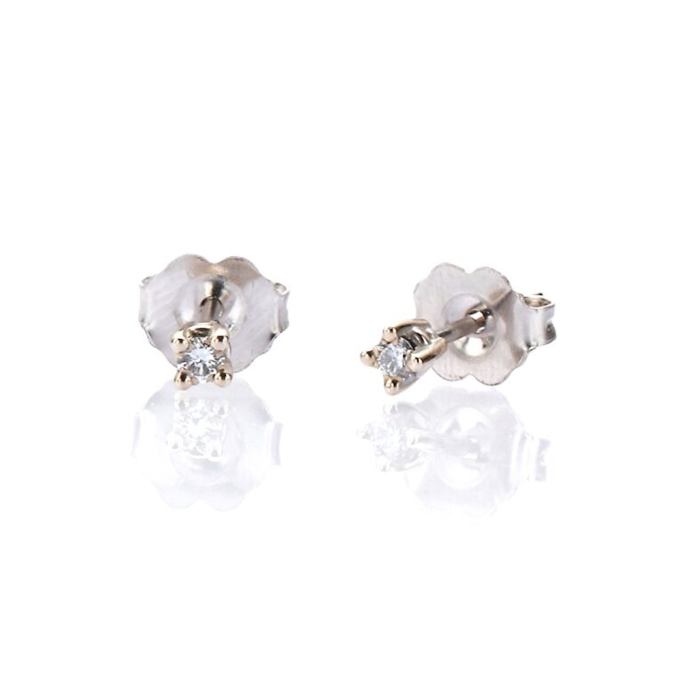 14K White Gold Solitaire Studs with .07ctw Diamonds (G/H, SI) Earrings 4