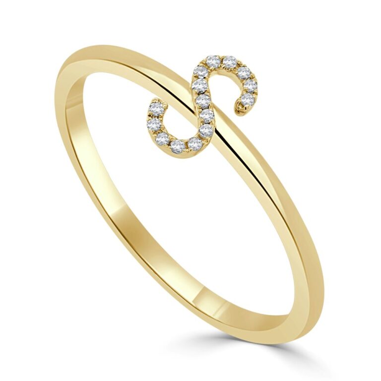 14K Yellow Gold “S” Initial Ring with .03ctw Diamonds Size 6.5 Fine Jewelry 2
