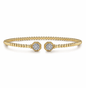 14K Yellow Gold Flexible Hexagon Split Bangle with .12ctw Diamonds Size 6.25 Bracelets 5