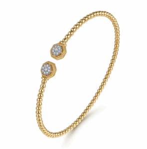 14K Yellow Gold Flexible Hexagon Split Bangle with .12ctw Diamonds Size 6.25 Bracelets 7