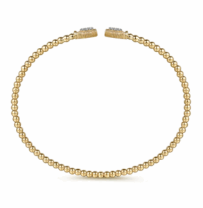 14K Yellow Gold Flexible Hexagon Split Bangle with .12ctw Diamonds Size 6.25 Bracelets 8