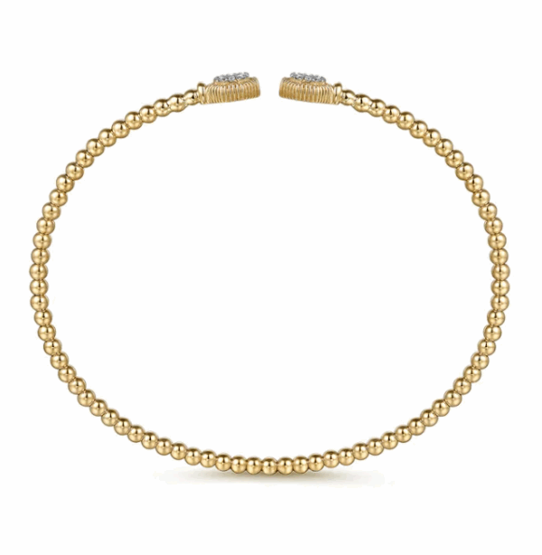 14K Yellow Gold Flexible Hexagon Split Bangle with .12ctw Diamonds Size 6.25 Bracelets 12