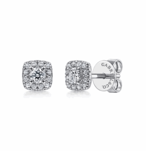14K White Gold Halo Studs with .29ctw Round Diamonds Earrings 3