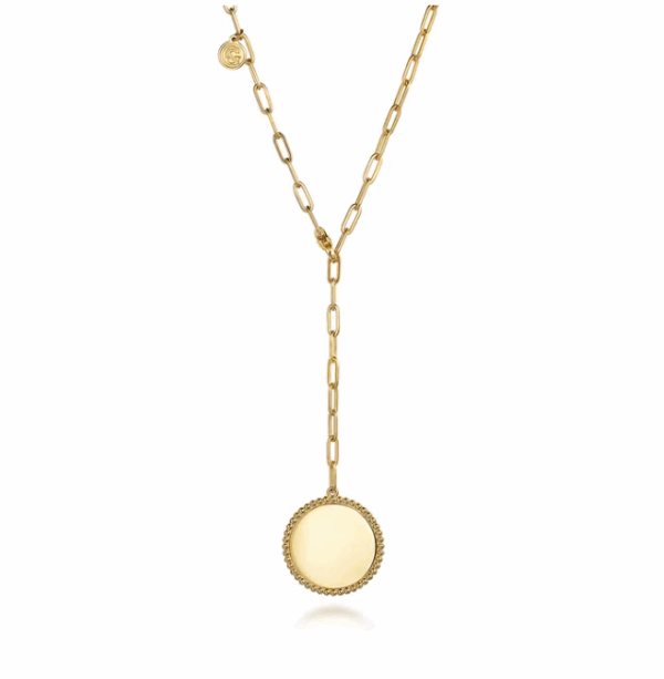 14K Yellow Gold Y Style Bujukan Bead Medallion Pendant Necklace 26″ Fine Jewelry 7