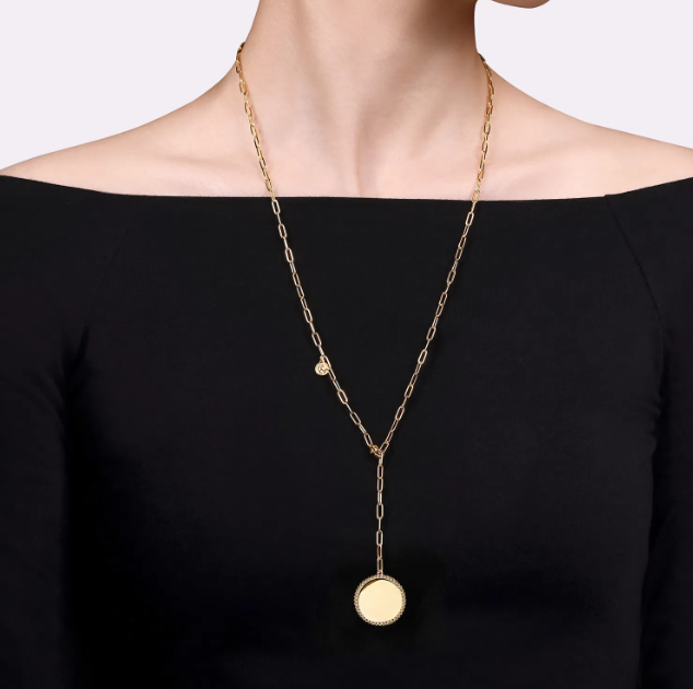 14K Yellow Gold Y Style Bujukan Bead Medallion Pendant Necklace 26″ Fine Jewelry 2