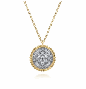 14K Yellow Gold Bujukan Bead Medallion Pendant with .49ctw Pave Diamonds 17.5″ Fine Jewelry 4