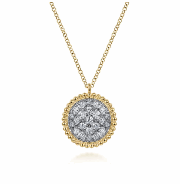 14K Yellow Gold Bujukan Bead Medallion Pendant with .49ctw Pave Diamonds 17.5″ Fine Jewelry 7