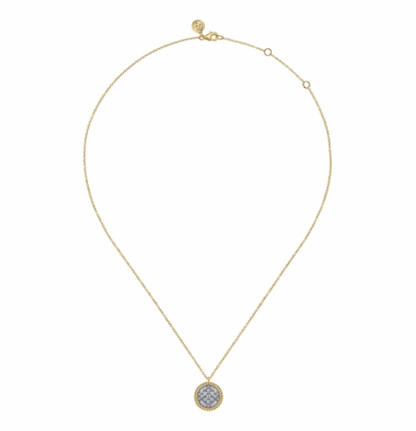 14K Yellow Gold Bujukan Bead Medallion Pendant with .49ctw Pave Diamonds 17.5″ Fine Jewelry 9