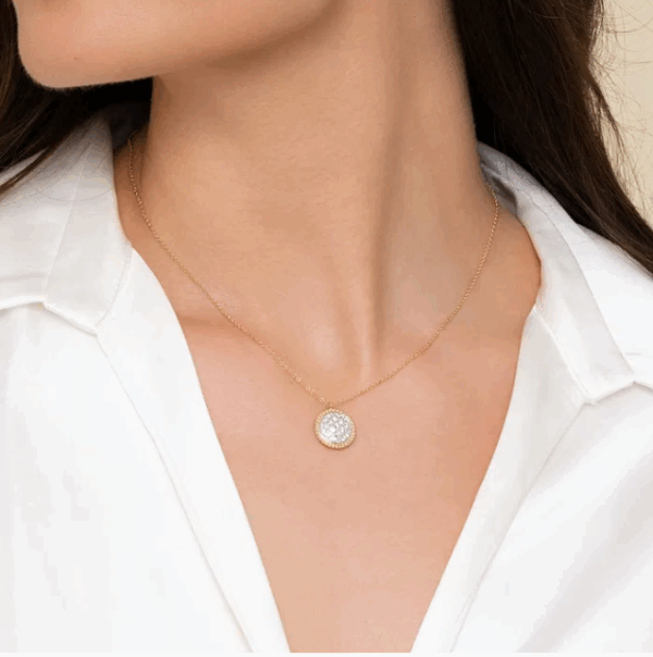 14K Yellow Gold Bujukan Bead Medallion Pendant with .49ctw Pave Diamonds 17.5″ Fine Jewelry 8