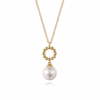 14K Yellow Gold Bujukan Bead Circle Drop Necklace with .80ct Pearl 17.5″ Fine Jewelry 10