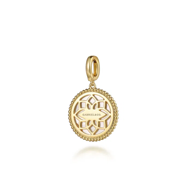 14K Yellow Gold Pendant with 2.71ct Mother of Pearl Inlay Fine Jewelry 4