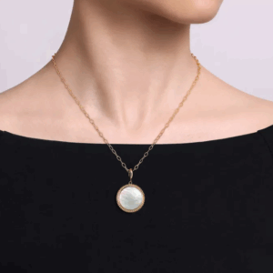 14K Yellow Gold Pendant with 2.71ct Mother of Pearl Inlay