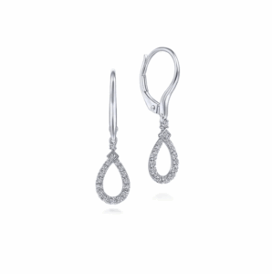 14K White Gold Dangle Earrings with .22ctw Diamonds Earrings 3