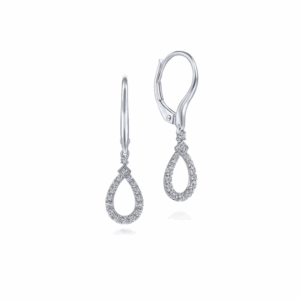 14K White Gold Dangle Earrings with .22ctw Diamonds