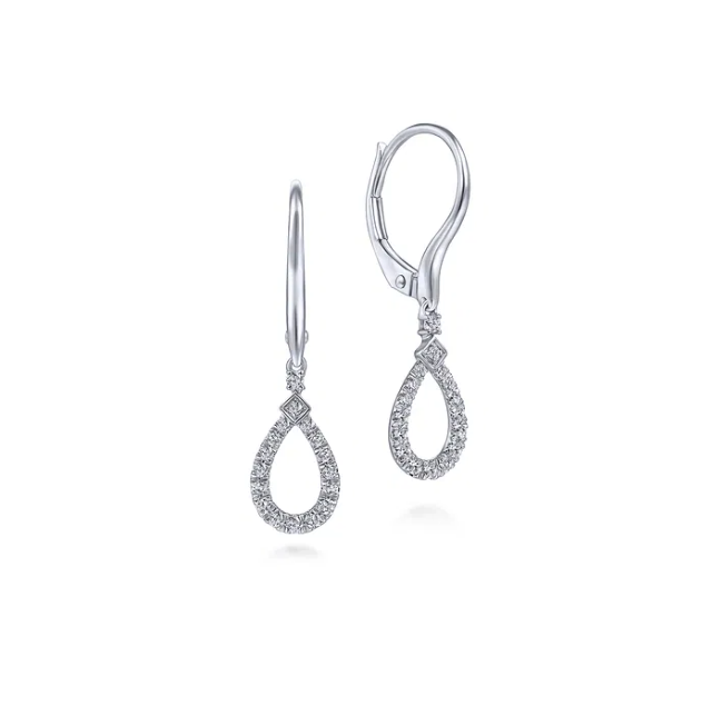 14K White Gold Dangle Earrings with .22ctw Diamonds Earrings