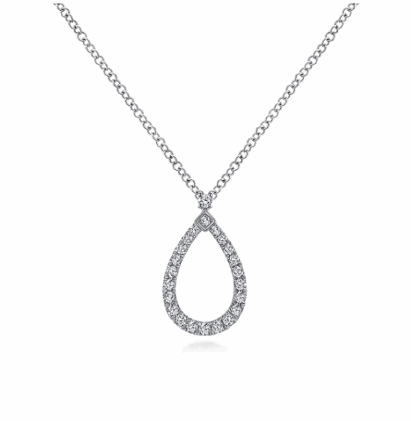 14K White Gold Pendant with .16ctw Diamonds 17.5″ Fine Jewelry 7