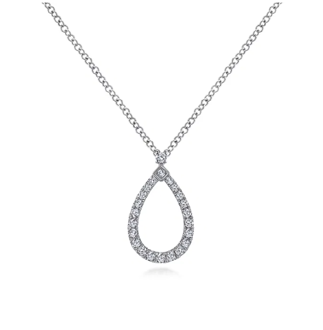 14K White Gold Pendant with .16ctw Diamonds 17.5″ Fine Jewelry