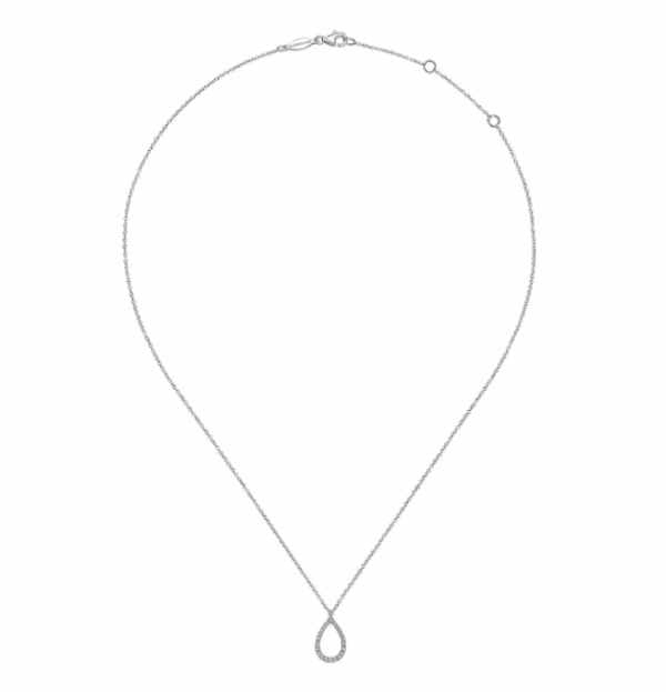 14K White Gold Pendant with .16ctw Diamonds 17.5″ Fine Jewelry 9