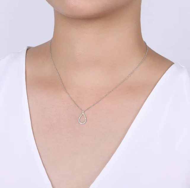 14K White Gold Pendant with .16ctw Diamonds 17.5″ Fine Jewelry 2