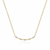 14K Yellow Gold Curved Bar Station Necklace with .06ctw Diamonds 17.5″ Fine Jewelry 10