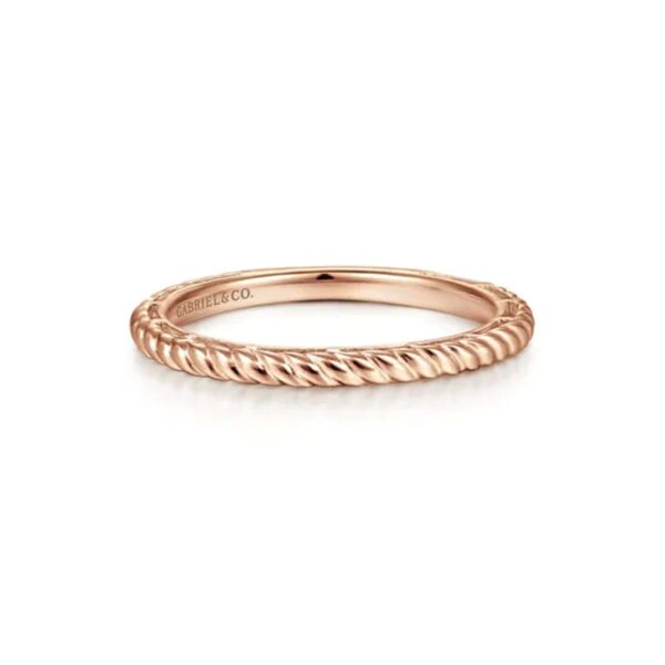 14K Rose Gold Stackable Twisted Rope Ring Size 6.5 Fine Jewelry 3