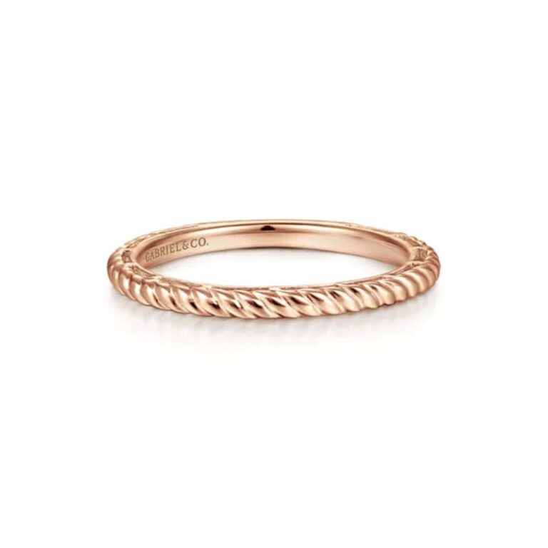 14K Rose Gold Stackable Twisted Rope Ring Size 6.5 Fine Jewelry 2