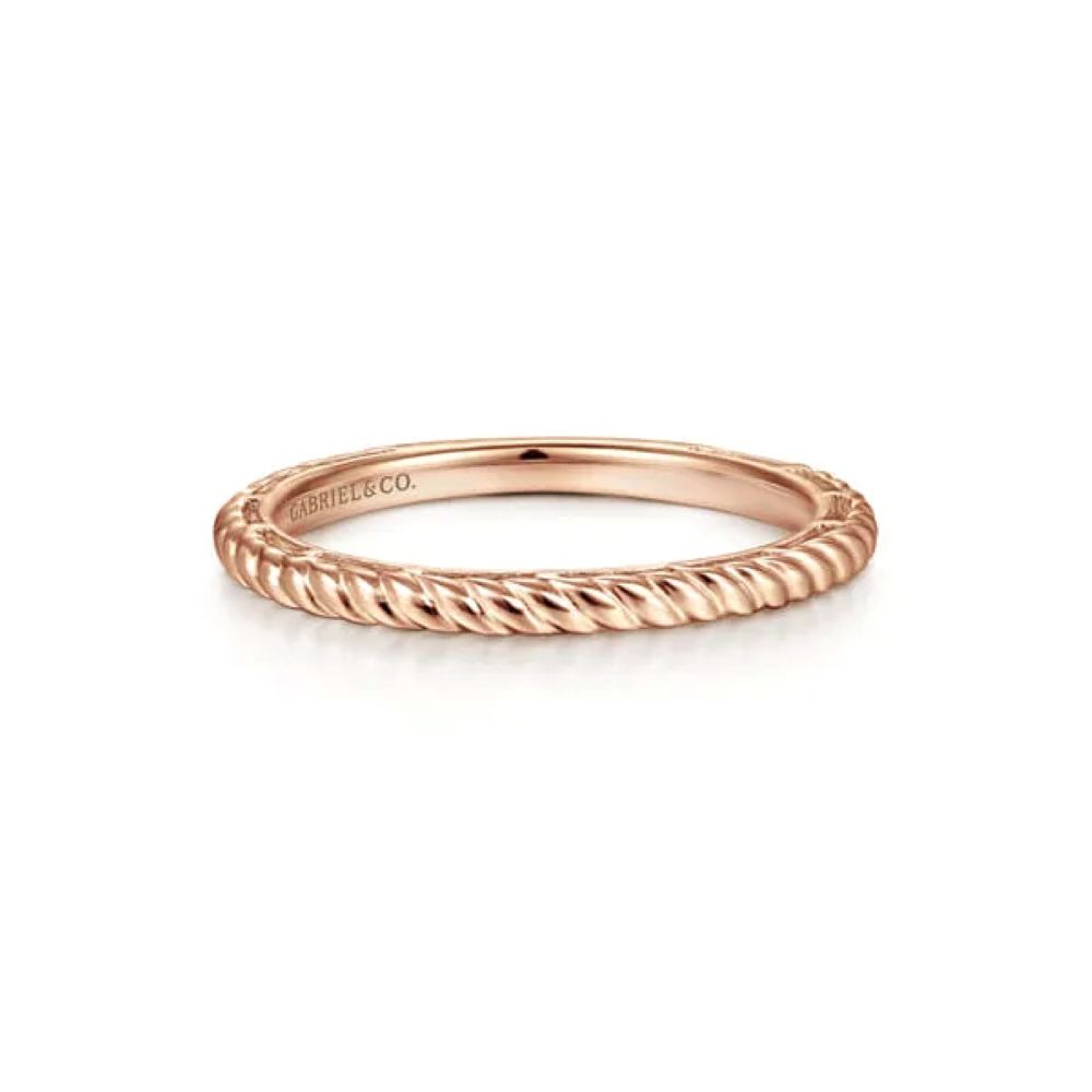 14K Rose Gold Stackable Twisted Rope Ring Size 6.5 Fine Jewelry
