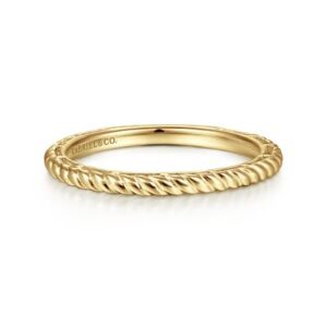 14K Yellow Gold Stackable Twisted Rope Ring Size 6.5