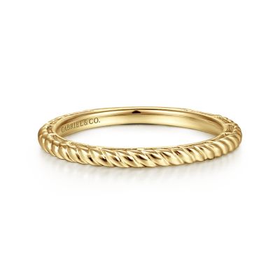 14K Yellow Gold Stackable Twisted Rope Ring Size 6.5 Fine Jewelry