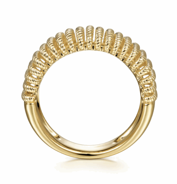 14K Yellow Gold Wide Twisted Rope Ring Size 6.5 Fine Jewelry 13