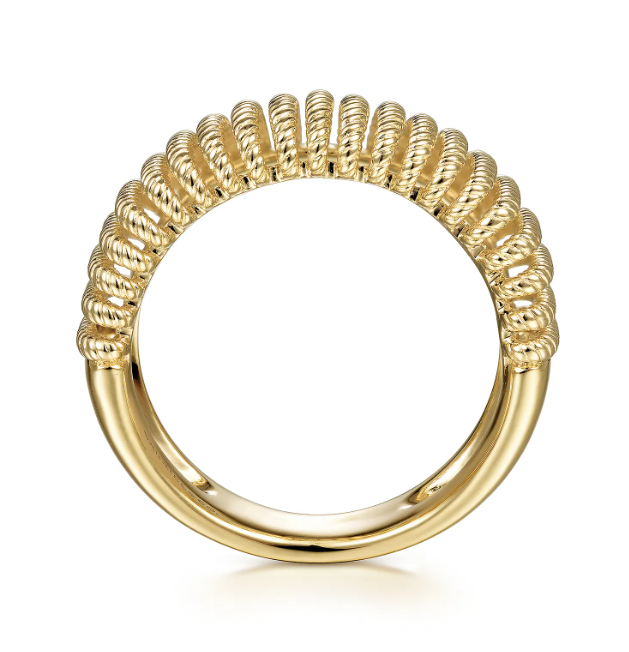 14K Yellow Gold Wide Twisted Rope Ring Size 6.5 Fine Jewelry 3