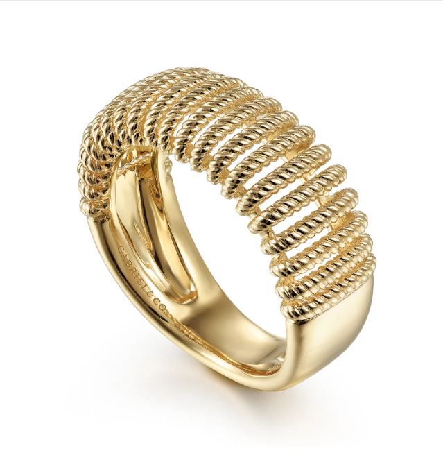14K Yellow Gold Wide Twisted Rope Ring Size 6.5 Fine Jewelry 4