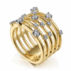 14K Yellow Gold Multi-Row Ring with .40ctw Round Diamonds Size 6.5 Fine Jewelry 19