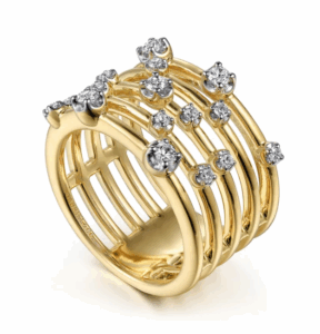 14K Yellow Gold Multi-Row Ring with .40ctw Round Diamonds Size 6.5 Fine Jewelry 9