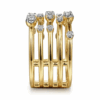 14K Yellow Gold Multi-Row Ring with .40ctw Round Diamonds Size 6.5 Fine Jewelry 20