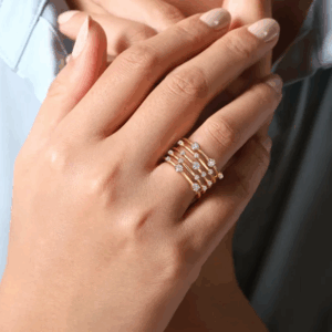 14K Yellow Gold Multi-Row Ring with .40ctw Round Diamonds Size 6.5