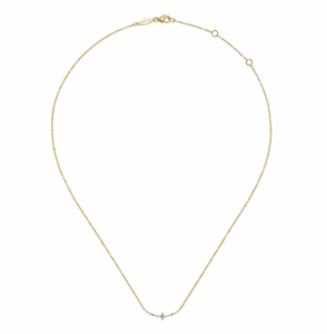 14K Yellow Gold Curved Bar Necklace with .06ctw Diamonds 17.5″ Fine Jewelry 6