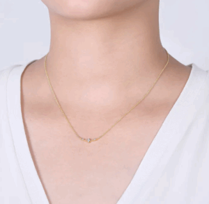 14K Yellow Gold Curved Bar Necklace with .06ctw Diamonds 17.5″ Fine Jewelry 5