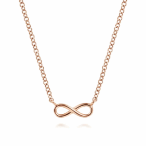 14K Rose Gold Infinity Pendant Necklace 17.5