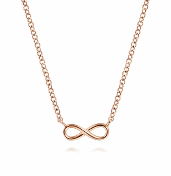 14K Rose Gold Infinity Pendant Necklace 17.5″ Fine Jewelry 5