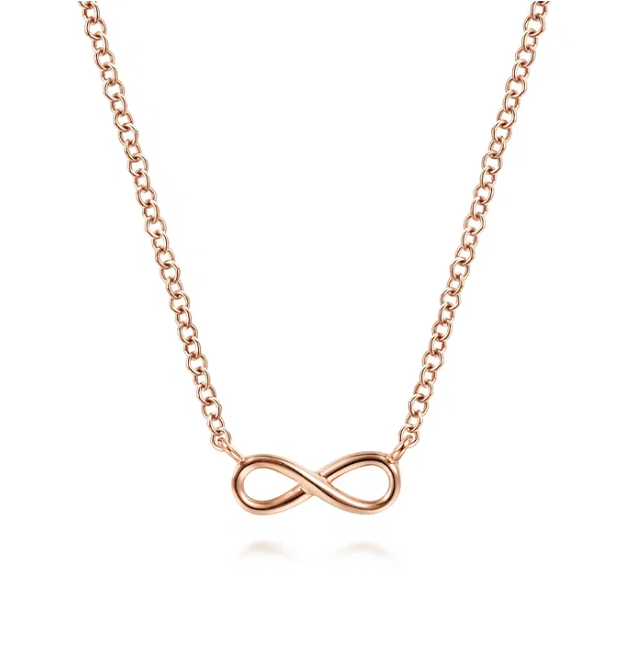 14K Rose Gold Infinity Pendant Necklace 17.5″ Fine Jewelry