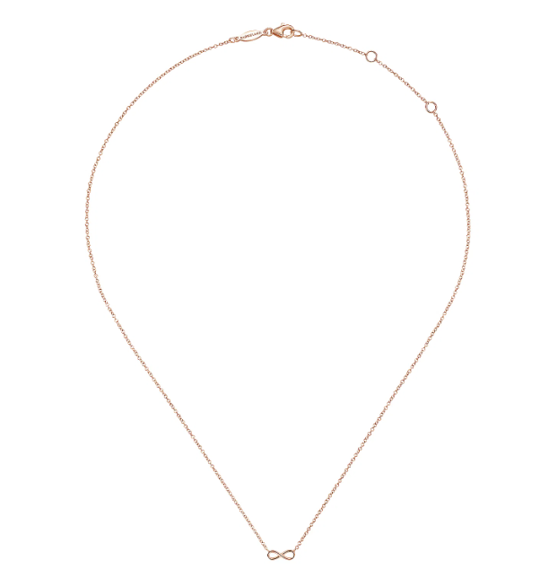 14K Rose Gold Infinity Pendant Necklace 17.5″ Fine Jewelry 2