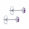 14K White Gold February Birthstone Studs with .41ctw Amethyst & .09ctw Diamond Halo Earrings 12