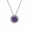 14K White Gold February Birthstone Pendant with .44ct Amethyst & .06ctw Diamond Halo 18″ Fine Jewelry 10