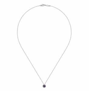 14K White Gold February Birthstone Pendant with .44ct Amethyst & .06ctw Diamond Halo 18″ Fine Jewelry 6