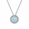 14K White Gold March Birthstone Pendant with .46ct Aquamarine & .07ctw Diamond Halo 18″ Fine Jewelry 10