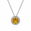 14K White Gold November Birthstone Pendant with .48ct Citrine & .06ctw Diamond Halo 18″ Fine Jewelry 10
